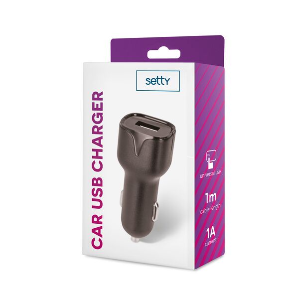 Setty car charger 1x USB 1A black 5900495758408