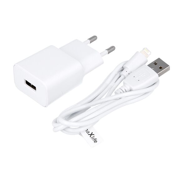 Maxlife MXTC-01 charger 1x USB 1A white + Lightning cable 5900495758484