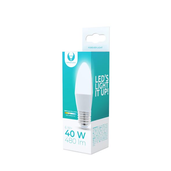 LED bulb E27 C37 6W 4500K 480lm Forever Light 5900495840004