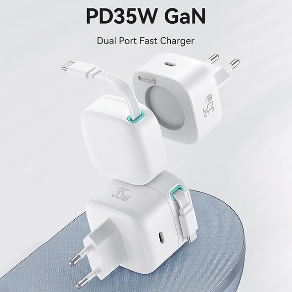 USAMS Incarcator Priza USB-C PD35W cu Cablu Type-C - Usams XMF Series (US-CC202) - White 6958444907666 έως 12 άτοκες Δόσεις