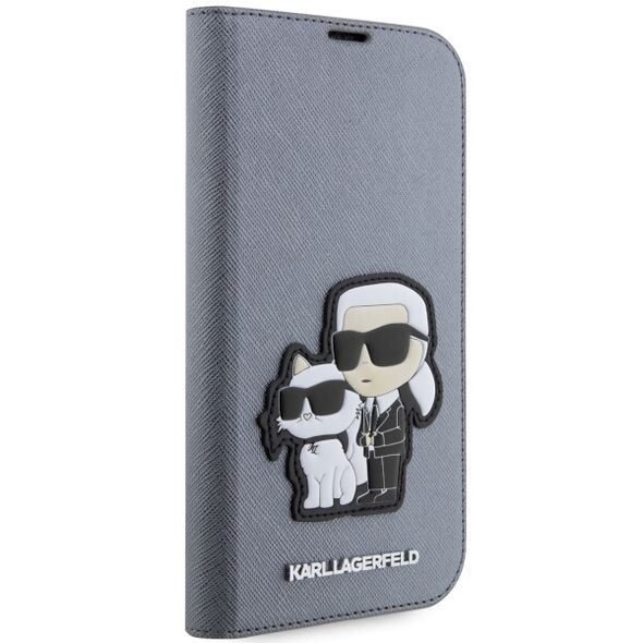 Karl Lagerfeld case for iPhone 14 Pro 6,1&quot; KLBKP14LSANKCPG silver Saffiano Karl & Choupette 3666339122843