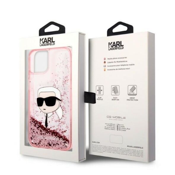 Karl Lagerfeld case for iPhone 14 Pro 6,1&quot; KLHCP14LLNCHCP pink hardcase Liquid Glitter NFT Choupette Head 3666339086985