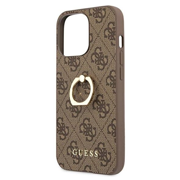 Guess case for iPhone 13 Pro 6,1&quot; GUHCP13L4GMRBR brown HC PU 4G Ring 3666339023973