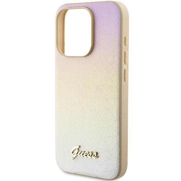 Guess case for iPhone 15 Pro Max 6,7&quot; GUHCP15XPSAIRSD gold HC PU SAFFIANO IRIDESCENT SCRIPT 3666339225094