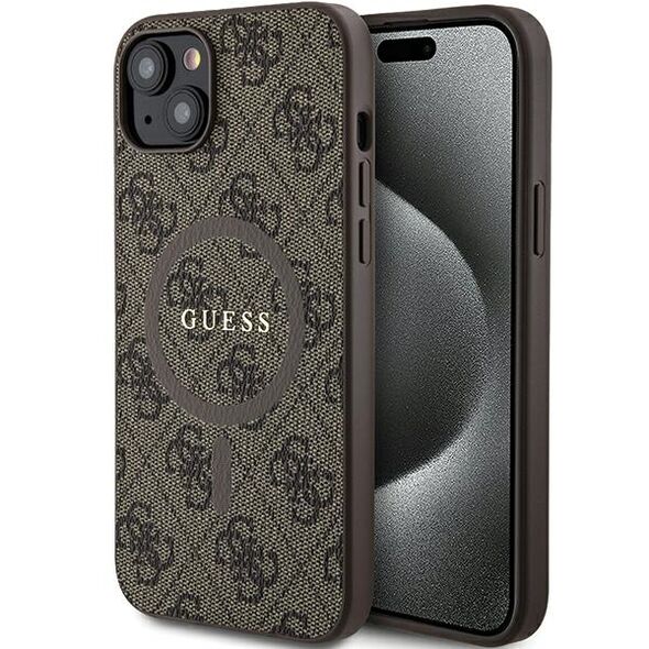 Guess case for iPhone 15 Plus 6,7&quot; GUHMP15MG4GFRW brown HC MAGSAFE PU 4G RING CLASSIC LOGO 3666339226473