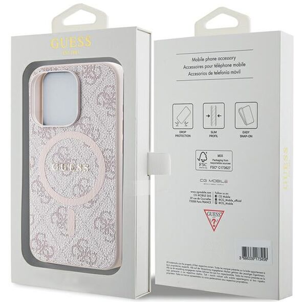 Guess case for iPhone 14 Pro Max 6,7&quot; GUHMP14XG4GFRP pink HC MAGSAFE PU 4G RING CLASSIC LOGO 3666339226732