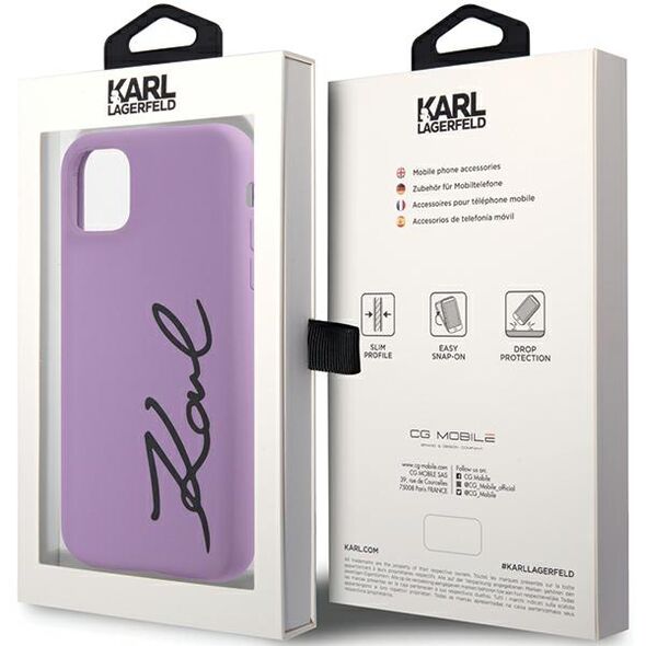 Karl Lagerfeld case for iPhone 11 / Xr KLHCN61SKSVGU purple hardcase Silicone Signature 3666339130602