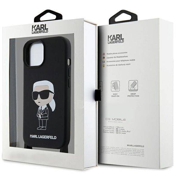 Karl Lagerfeld case for iPhone 15 6,1&quot; KLHCP15SSCBSKNK hardcase black Crossbody Silicone Ikonik 3666339167431