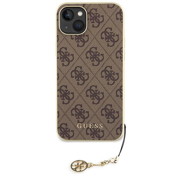 Guess case for iPhone 15 6,1&quot; GUHCP15SGF4GBR brown hardcase 4G Charms Collection 3666339171629