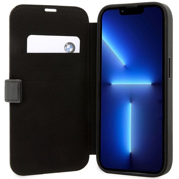 BMW case for iPhone 14 Pro Max 6,7&quot; BMBKP14X22RVSK black Sign BT Leather Hot Stamp Blue Lines 3666339097103