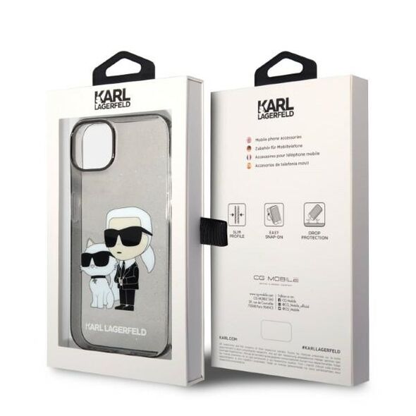 Karl Lagerfeld case for iPhone 14 Plus 6,7&quot; KLHCP14MHNKCTGK black hardcase Gliter Karl&Choupette 3666339087210