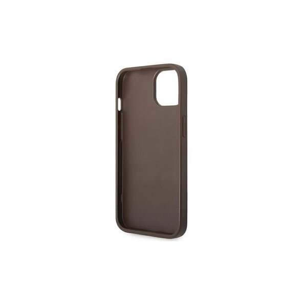 Guess case for iPhone 14 Pro Max 6,7&quot; GUHCP14XG4GLBR brown PC/TPU 4G PU case with Bottom Stripe Metal Logo 3666339088538