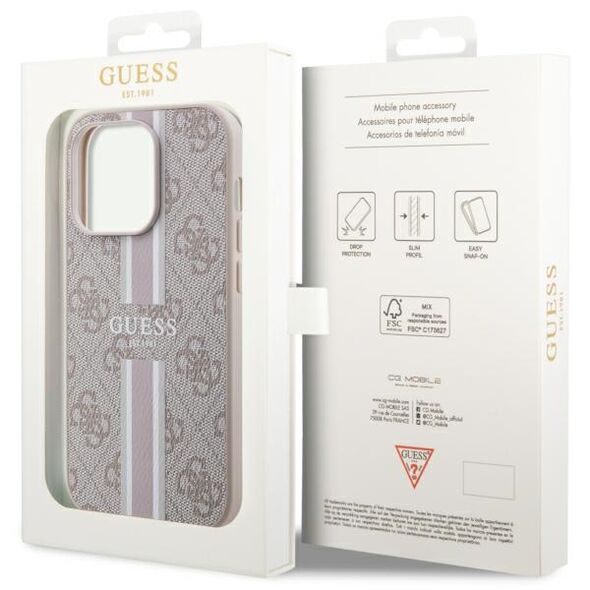 Guess case for iPhone 14 Pro Max 6,7&quot; GUHMP14XP4RPSP pink harcase Magsafe 4G Printed Stripes 3666339119904