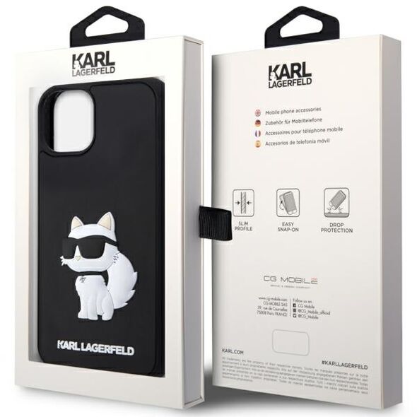 Karl Lagerfeld case for iPhone 14 Plus 6,7&quot; KLHCP14M3DRKHNK black hardcase 3D Rubber Choupette NFT 3666339122676