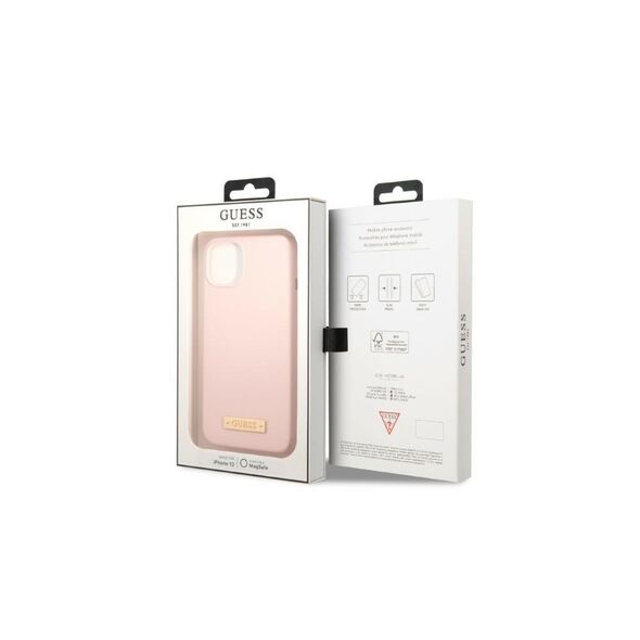 Guess case for iPhone 13 Pro / 13 6,1&quot; GUHMP13LSPLP pink hard case Silicone Logo Plate MagSafe 3666339056872