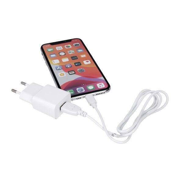 Maxlife MXTC-01 charger 1x USB 1A white + microUSB cable 5900495761651