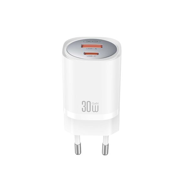 XO wall charger CE21 PD 33W 1x USB-C 1x USB white + cable USB-C - Lightning 6920680853908