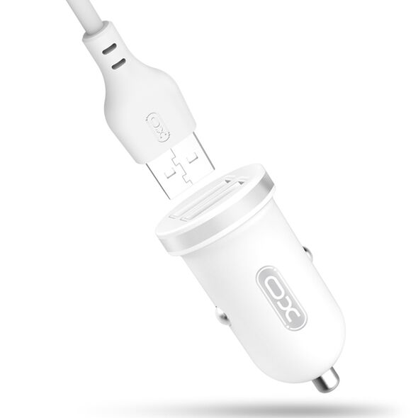 XO car charger TZ08 2x USB 2,1A white + microUSB cable 6920680863211