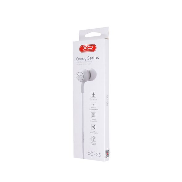 XO wired earphones S6 jack 3,5mm white 6920680852772