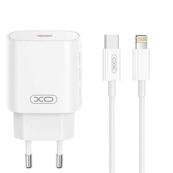 XO wall charger CE25 PD 25W 1x USB-C white + cable USB-C - Lightning 6920680856138