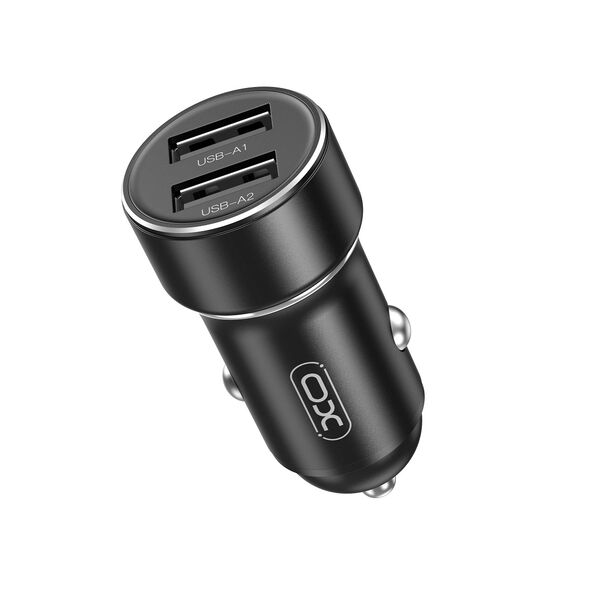 XO car charger CC53 12W 2x USB black + USB - USB-C cable 6920680840359