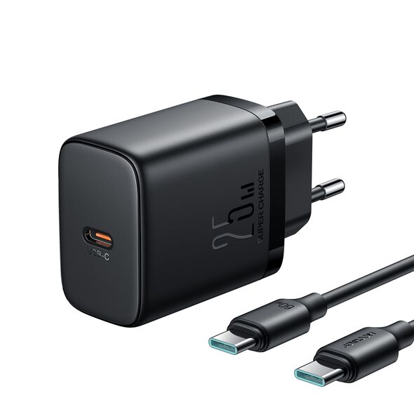 Joyroom JR-TCF11 fast charger up to 25W + USB-C / USB-C cable 1m - black