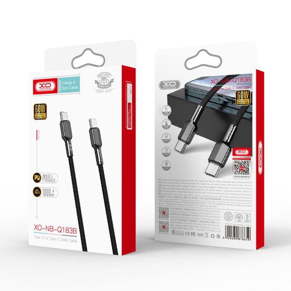 XO cable NB183B PD USB-C - USB-C 1,0m 60W black 6920680878659