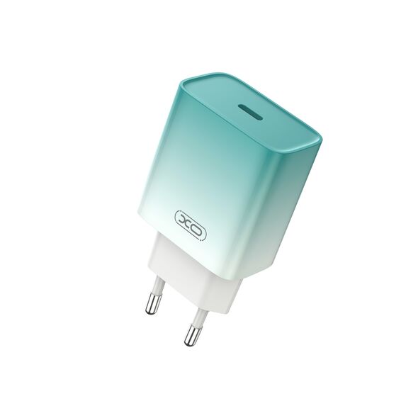 XO wall charger CE18 PD 30W 1x USB-C blue-white + cable USB-C - USB-C 6920680851744