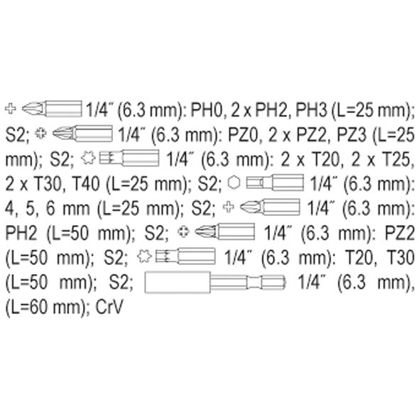 YATO ΜYTΕΣ ΣΕΤ S2 23 ΤΕΜ YT-04621 20004621 ΤΕΜΑΧΙΟ εως 12 άτοκες δόσεις