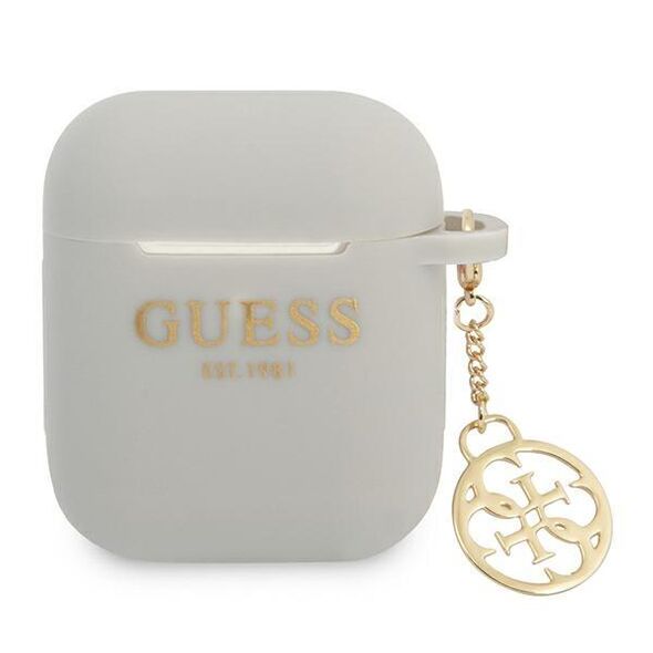 Guess GUA2LSC4EG AirPods cover grey/grey Silicone Charm 4G Collection