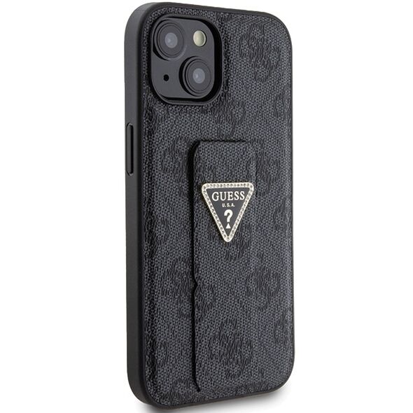 Guess case for iPhone 15 6,1&quot; GUHCP15SPGS4TDK black HC GRIPSTAND PU 4G TRIANGLE STRASS 3666339197292