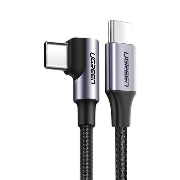 Ugreen angle cable USB Type C - USB Type C Power Delivery 60 W 20 V 3 A 1 m black-gray cable (US255 50123)