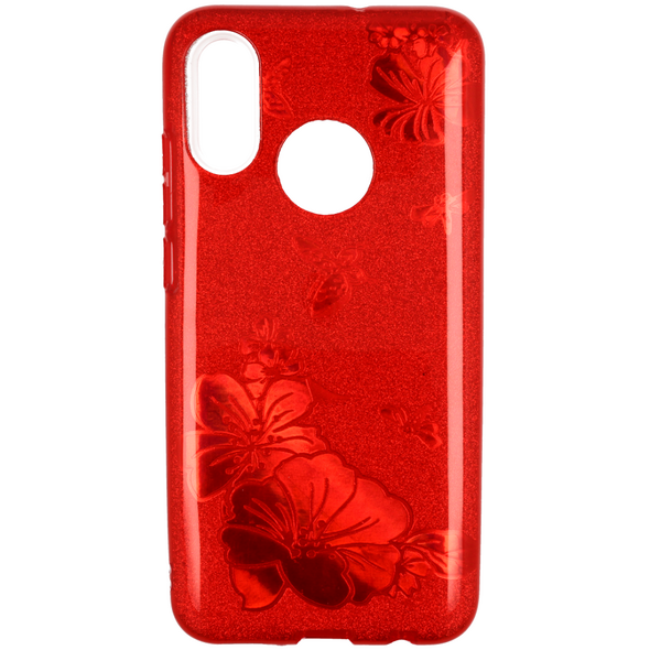 Glitter case LG K10 2018 red flower 8819100005936