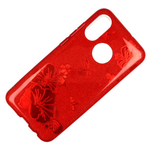 Glitter case LG K10 2018 red flower 8819100005936