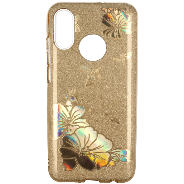 Glitter case LG K10 2018 gold flower 8819100005271