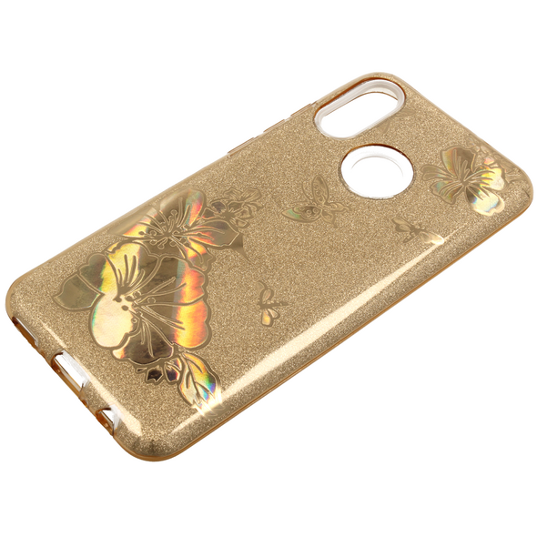 Glitter case LG K10 2018 gold flower 8819100005271