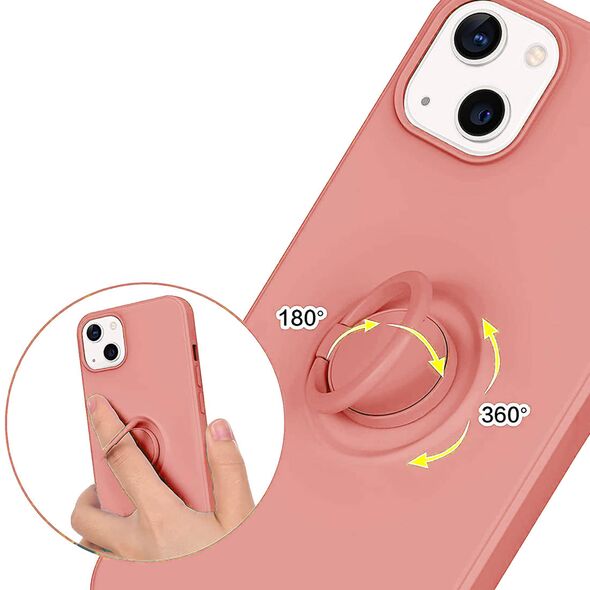 Case IPHONE 13 PRO MAX Silicone Ring Magnetic Stand pink 5904161118305