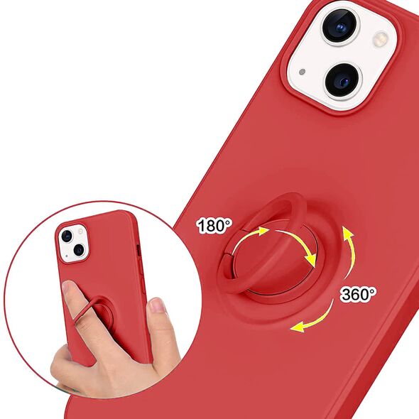 Case IPHONE 13 PRO MAX Silicone Ring Magnetic Stand red 5904161118312