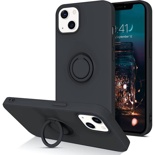 Case IPHONE 13 MINI Silicone Ring Magnetic Stand black 5904161118329