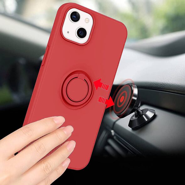 Case IPHONE 13 MINI Silicone Ring Magnetic Stand red 5904161118343