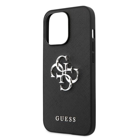 Original Case IPHONE 13 PRO / 13 6,1" Guess Hardcase Saffiano 4G Metal Logo GUHCP13LSA4GSBK black 3666339024093