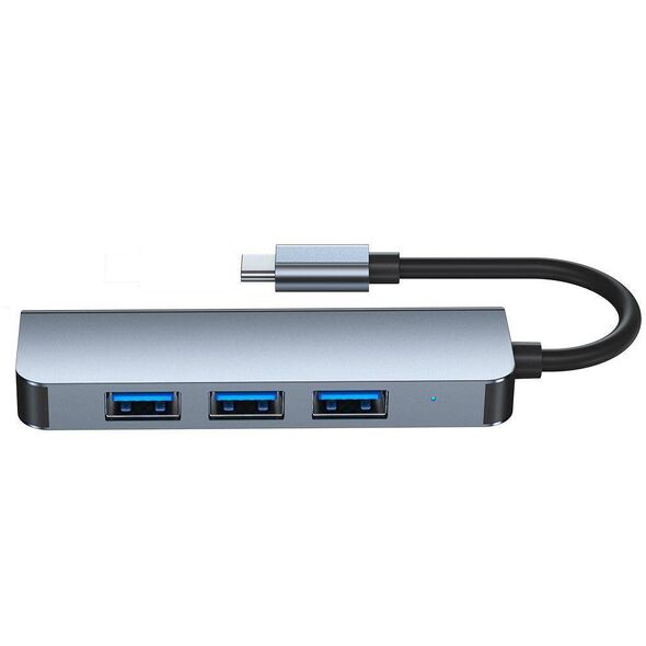 Splitter 4in1 USB HUB USB-C to 4xUSB Adapter Tech-Protect V1-HUB grey 9589046919367