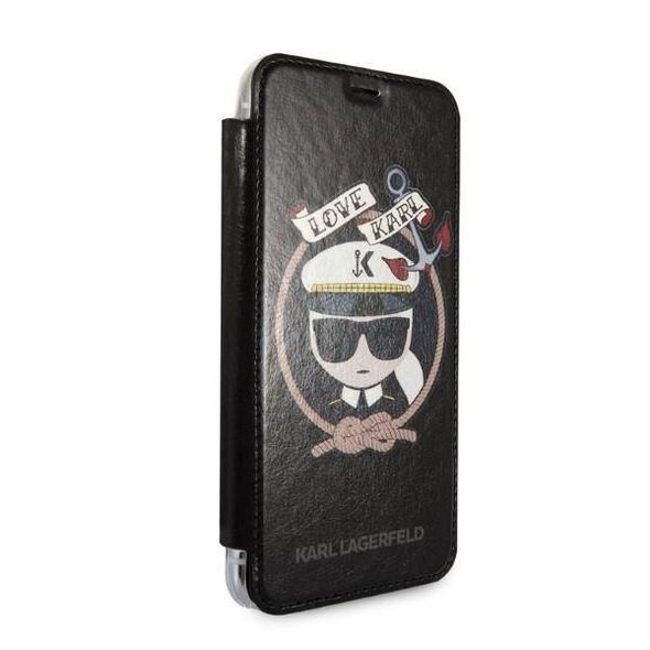 Original Case IPHONE X / XS Karl Lagerfeld Bookcase Signature Glitter black 3700740413623