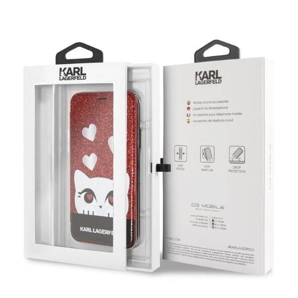 Original Case IPHONE X / XS Karl Lagerfeld Book Valentine red 3700740413654