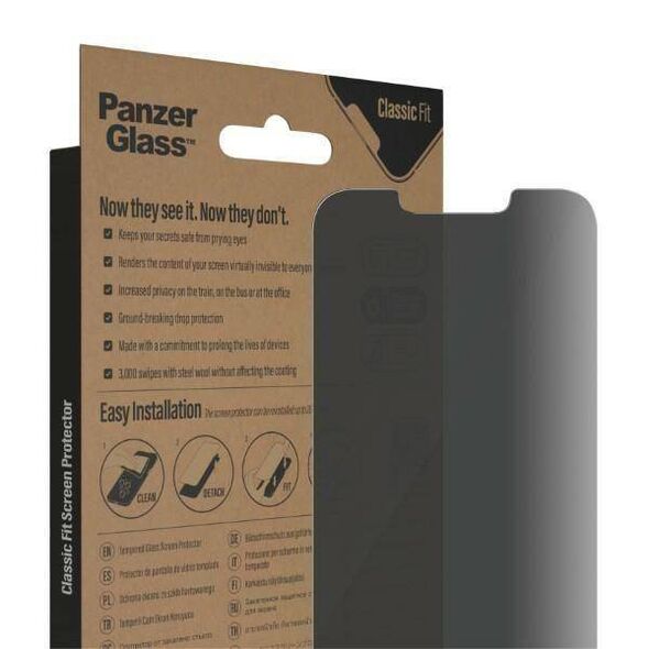 Tempered Glass IPHONE 14 / 13 PRO / 13 PanzerGlass Classic Fit Privacy Screen Protection Antibacterial (P2767) 5711724127670