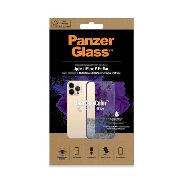 Case IPHONE 13 PRO MAX PanzerGlass ClearCase Antibacterial Military (0342) Grade Grape 5711724003424