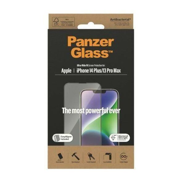 Tempered Glass 5D IPHONE 14 PLUS / 13 PRO MAX PanzerGlass Ultra-Wide Fit Screen Protection Antibacterial Easy Aligner Included (2785) 5711724027857