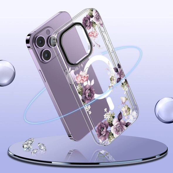 Case IPHONE 13 PRO MAX Tech-Protect MagMood MagSafe White Daisy transparent 9490713935958