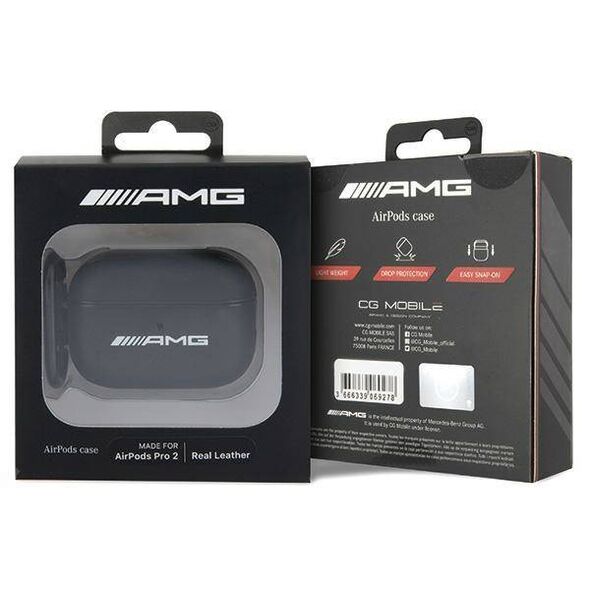 Original Case APPLE AIRPODS PRO 2 Mercedes AMG Cover Leather White Logo (AMAP2SLWK) black 3666339113605