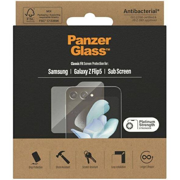 Tempered Glass SAMSUNG GALAXY Z FLIP 5 PanzerGlass Classic Fit Screen Protection Antibacterial Clear 5711724073373